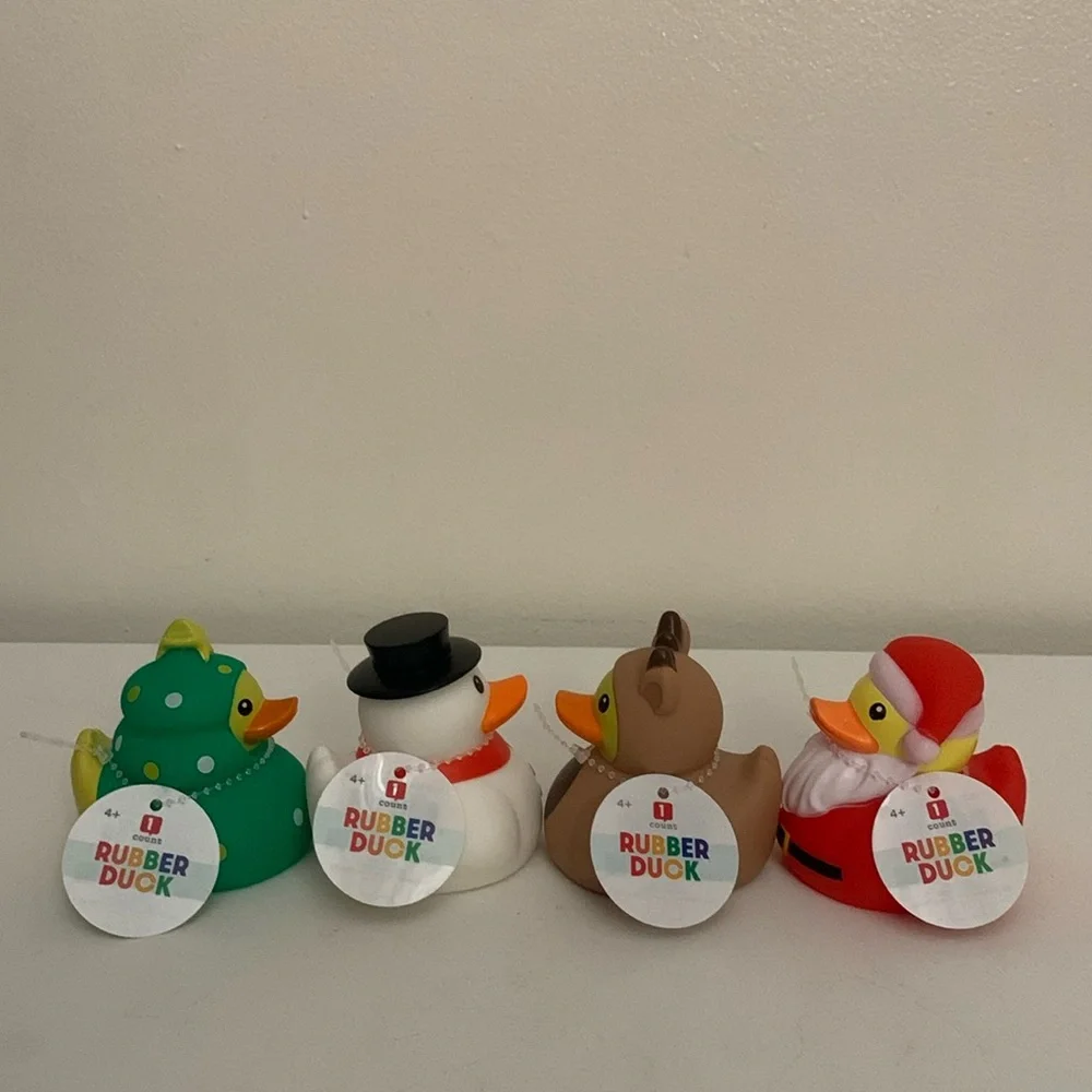Christmas Target Bullseye Rubber Duck Set Of 4. Brand New.